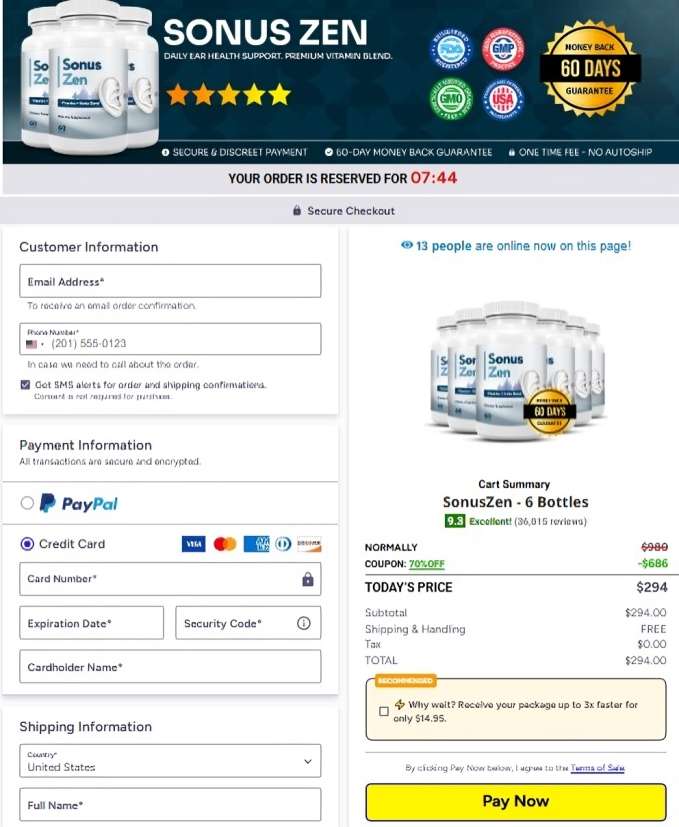 SonusZen Order Page
